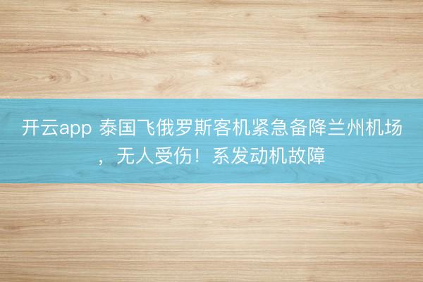 開云app 泰國飛俄羅斯客機緊急備降蘭州機場，無人受傷！系發動機故障