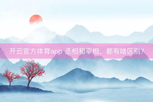 開云官方體育app 丞相和宰相,都有啥區別?